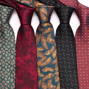 Lei'er burgundy men's tie, vintage groom wedding tie, yarn-dyed polyester silk business tie manufacturers in stock