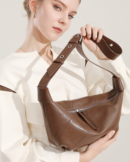 Genuine leather women's simple, top-grain cowhide bag, 2025 new, high-end, fashionable mother's bag, shoulder bag, and crossbody mini size.