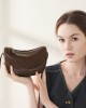 Genuine leather Boston women's bag, bowling bag, single-shoulder pillow bag, 2025 new square-shaped underarm bag.