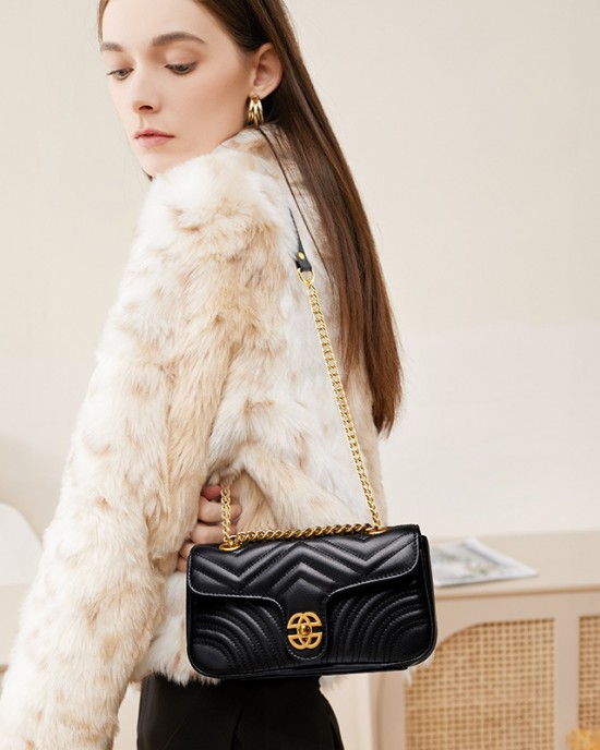 Strict Top-Grain Cowhide Small Scented Bag Niche Luxury Genuine Leather Women's Bag 2025 New Heart Diamond Chain Bag