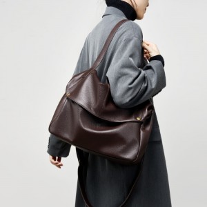 2025 winter new large-capacity genuine leather shoulder bag, European and American style soft leather tote bag, simple casual women's bag