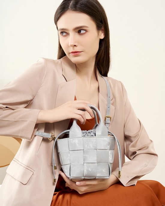 Yan Xin Chinese style Traditional Chinese style bucket bag, hand-woven basket-shaped bag, women's 2024 new mini crossbody handbag