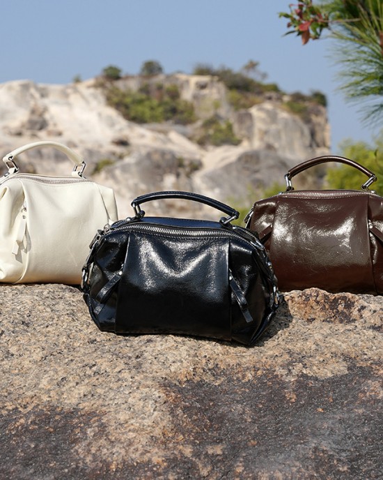 2025 new style genuine leather bag, everyday commuter handbag, fashionable wind chime bag, crossbody basket bag for women