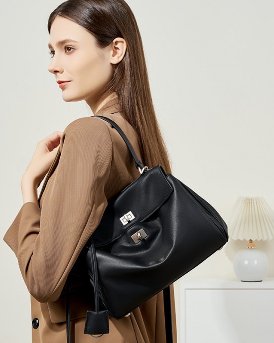 2025 new Rodeo Kelly tote bag, large-capacity smooth calfskin shoulder and handbag with lock closure, suitable for commuting.