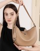 Spring fashionable cowhide bag for women, luxury underarm commuter bag, 2025 new style everyday shoulder crossbody baguette bag for women