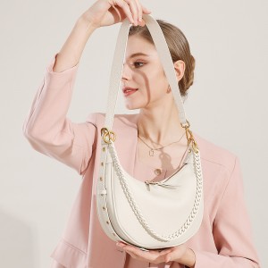 Genuine leather underarm bag, 2025 new dumpling bag, fashionable shoulder bag, high-end chain bag, trendy women's bag