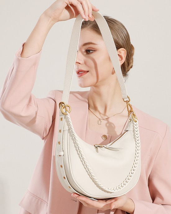 Genuine leather underarm bag, 2025 new dumpling bag, fashionable shoulder bag, high-end chain bag, trendy women's bag