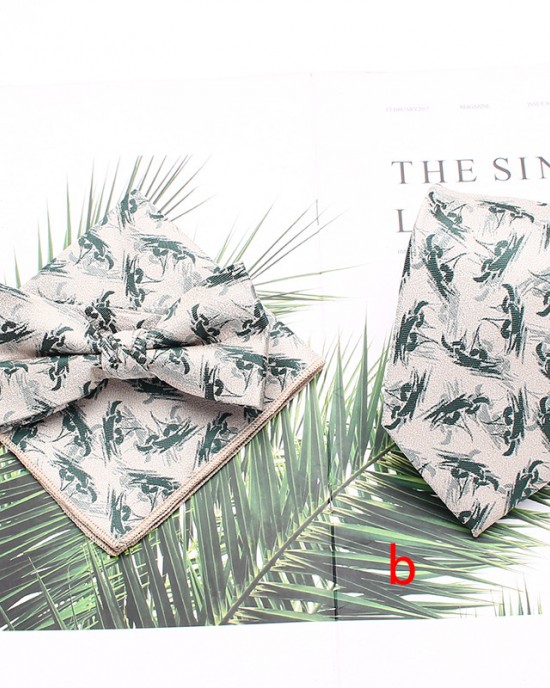 Lei'er men's tie sets, three-piece polyester striped tie, bow tie, and handkerchief set. Suit accessories manufacturers in stock