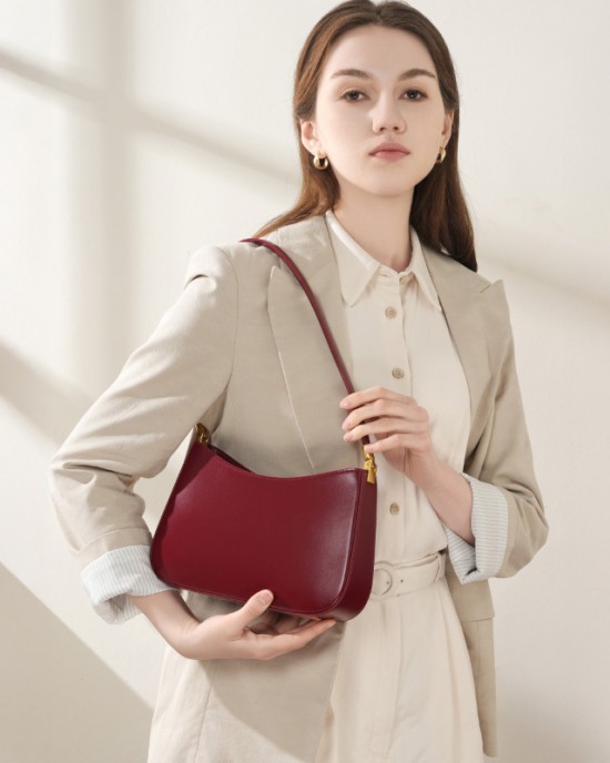 Spring/Summer new niche design genuine leather commuter baguette bag 2025 Spring/Summer French-style underarm bag single shoulder vintage women's bag