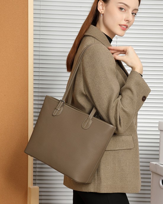 Large Capacity Genuine Leather Tote Bag, 2025 Spring/Summer New Style, High-End Niche Shoulder Bag, Fashionable and Versatile Bucket Bag