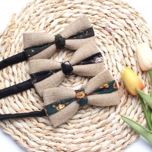 New summer cotton and linen bow ties, personalized linen jacquard patchwork bow ties, fashionable bow ties, ready for wholesale.
