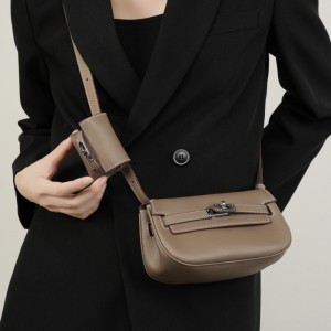 2025 new genuine leather Moove Kelly Tangyuan bag, two-in-one mini shoulder, crossbody, multifunctional saddle bag