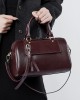 New Winter Genuine Leather Boston Pillow Bag, Fashionable and Casual Handbag, Cowhide Shoulder Bag for Women