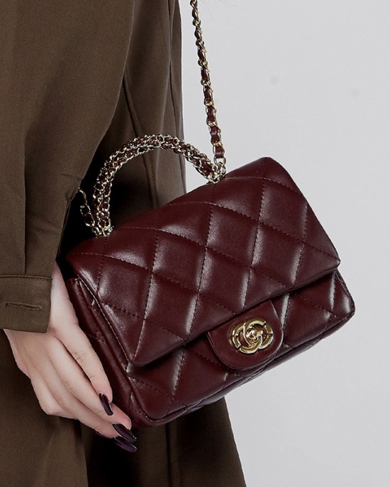 Women's bags, 2025 New Chanel-style metal chain diamond-patterned handbag, versatile shoulder and crossbody used women's bag.