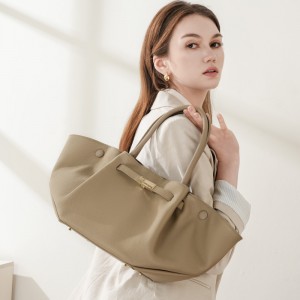 Stylish and simple large-capacity genuine leather tote bags, niche European and American solid-color wing bags, versatile commuter bags