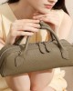 Top-grain leather underarm handbag, 2025 new style, large-capacity sausage bag, commuter shoulder long baguette bag