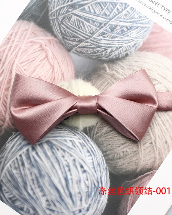 2025 new pink textured bow ties for men and women, polyester yarn-dyed, fashionable and versatile bow ties, manufacturer in stock in Shengzhou