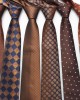 Men's polyester yarn-dyed casual tie 8cm, brown series, casual and versatile shirt tie, in stock for wholesale.