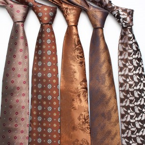 Men's polyester yarn-dyed casual tie 8cm, brown series, casual and versatile shirt tie, in stock for wholesale.