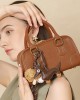 2025 new genuine leather Boston bag, versatile commuter bowling bag, niche crossbody bag