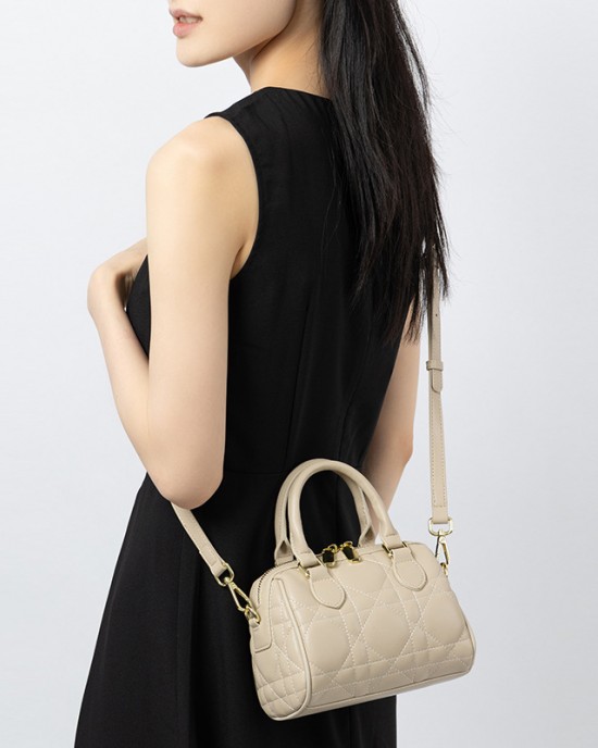 Genuine Leather Diamond-Quartz Boston Bag, 2025 New, Fashionable, Versatile, High-End Diamond-Quartz Handbag, Shoulder Bag, Crossbody Bag