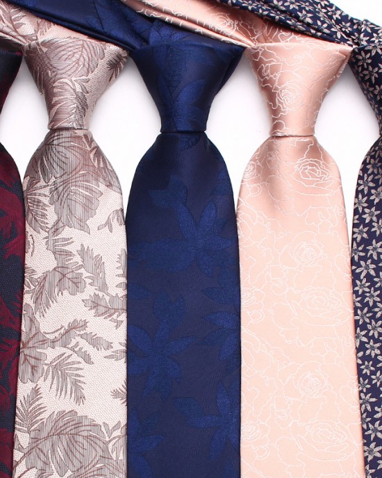 Lei'er polyester floral ties. Classic men's 8cm business casual wedding dinner ties, ready-to-stock wholesale.