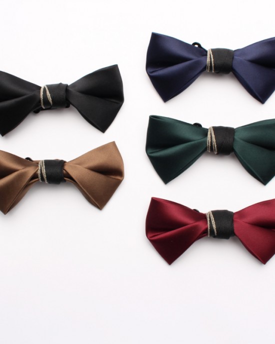 New solid color shiny polyester silk bow ties, men's elegant shirts, suits, workwear, wedding bow ties, ready for wholesale.