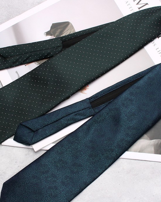 Leier men's silver-green tie, easy-to-pull 8cm business tie, zippered lazy tie, striped tie manufacturer.