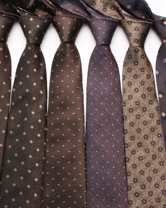 New brown series striped floral patterned men's retro business and fashionable polyester hand-tied ties, wholesale.