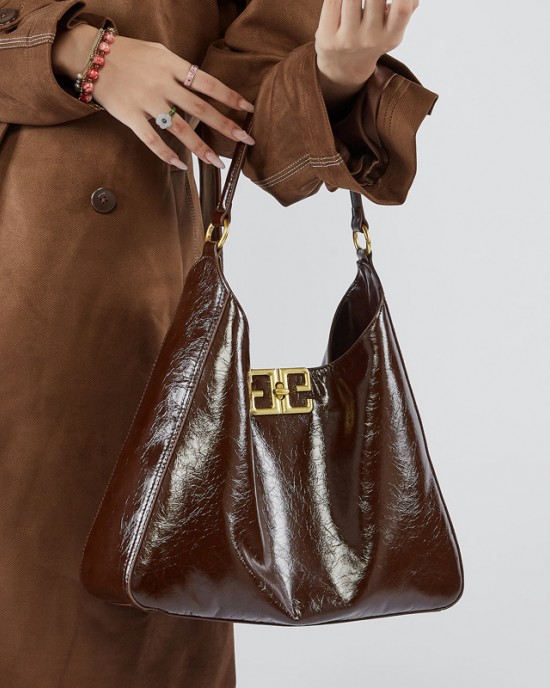 Top-grain cowhide underarm bag, hobo bag, high-end, used, large-capacity tote bag.