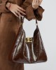 Top-grain cowhide underarm bag, hobo bag, high-end, used, large-capacity tote bag.