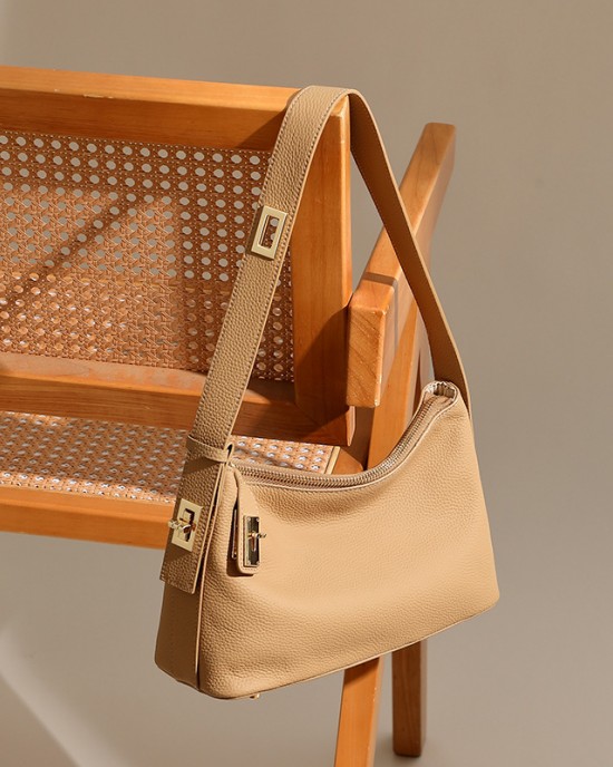 Top-Grain Cowhide Leather Women's Bag, a Trendy, Niche Underarm Shoulder Bag