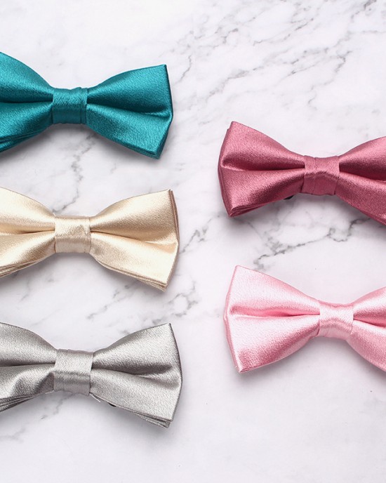 New Polished Solid Color Polyester Bow Ties for Men, Fashionable Suit Bow Ties, Groomsmen Wedding Bow Ties