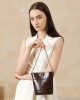 Waxed top-grain cowhide fashionable small luxury bag, 2025 new style, simple cell phone and coin bucket bag