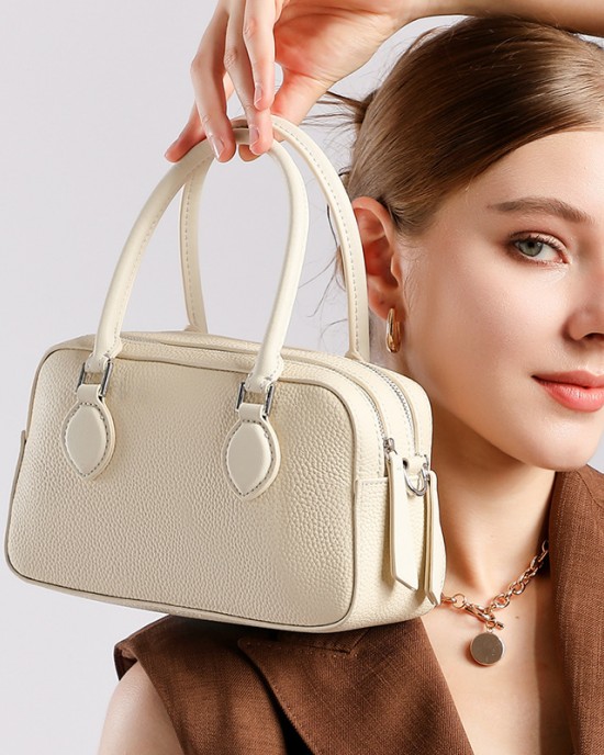2025 new spring/summer top-grain cowhide Boston bag, mini crossbody, shoulder, pillow bag, underarm bag for women.
