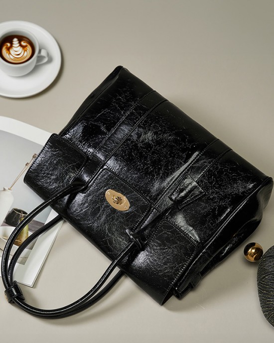 Yanxin Chinese Silk Cowhide Leather Garbage Bag, Chain Genuine Leather Women's Bag, Traditional Chinese Style Single-Shoulder/Crossbody Small Bag, Bucket Bag