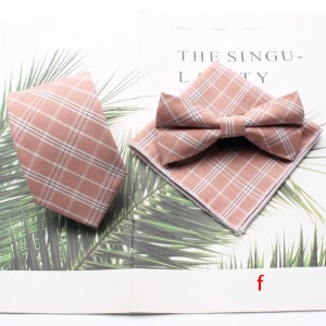 Polyester-cotton business formal suit ties, men's plaid chest scarf, banquet handkerchief. Three-piece suits available for wholesale from manufacturers.