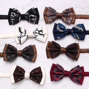 New double-stitched men's bow ties, trendy yarn-dyed jacquard suit accessories, and vintage bow ties, available for wholesale