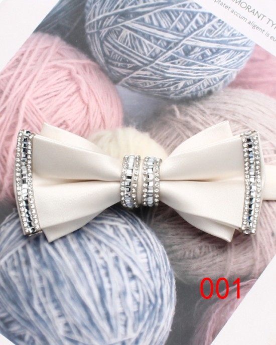 Silver diamond bow ties, men's diamond bow ties, stylish Korean-style bow ties for groomsmen and groomsmen, manufacturer.