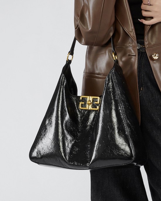 Top-grain cowhide underarm bag, hobo bag, high-end, used, large-capacity tote bag.