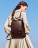 2025 new genuine leather women's backpack, British preppy-style schoolbag, retro computer backpack for college students, simple cowhide backpack