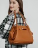 Large, stylish and simple top-grain cowhide handbag, pleated basket bag, elegant genuine leather shoulder and crossbody bag