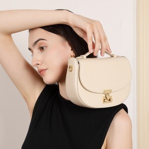 Niche design commuter handbag, luxurious genuine leather crossbody bucket bag, single shoulder bag for women, ins-style bucket bag