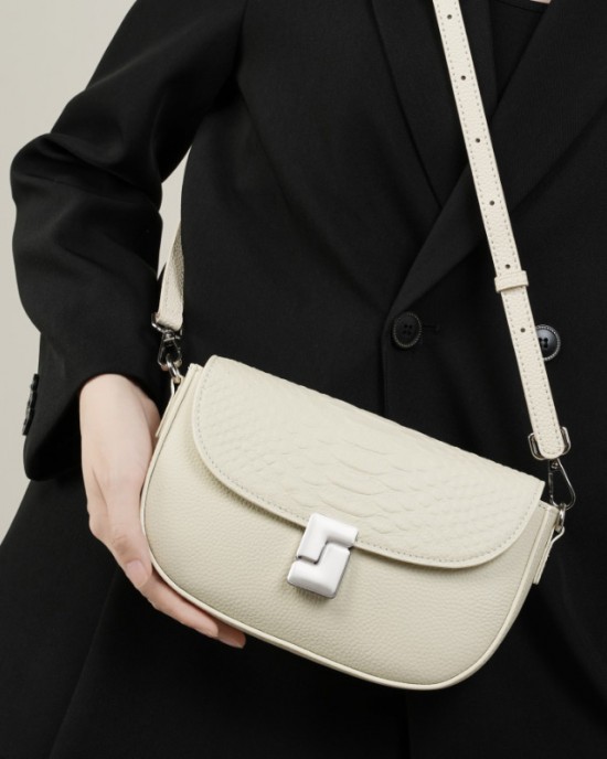 2025 summer new genuine leather bags. Women's versatile shoulder bag, elegant crocodile-print crossbody bag, large-capacity small square bag