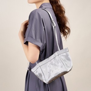 Yanshui bucket bag, new Chinese-style brocade bag, niche satin cowhide small square bag, shoulder and crossbody wing bag
