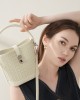 Women's top-grain sheepskin woven bucket bag, 2025 new style handbag and crossbody bag, premium commuter shoulder bag