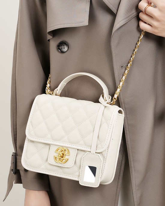 Classic cowhide bag, 2025 new style genuine leather women's crossbody bag, Chanel-style shoulder and chain bag