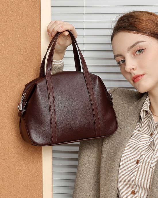 Women's bags, 2025 spring and summer new high-end niche genuine leather Boston Pillow Shoulder Bag, Crossbody Handbag