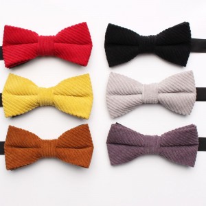 Shengzhou manufacturers offer corduroy polyester-cotton bow ties for men and women in macaron-colored, solid-color, fashionable wedding bow ties.