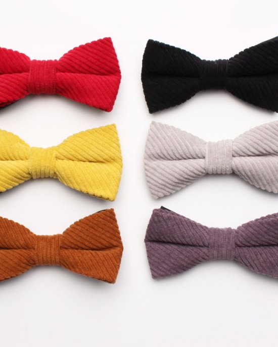 Shengzhou manufacturers offer corduroy polyester-cotton bow ties for men and women in macaron-colored, solid-color, fashionable wedding bow ties.